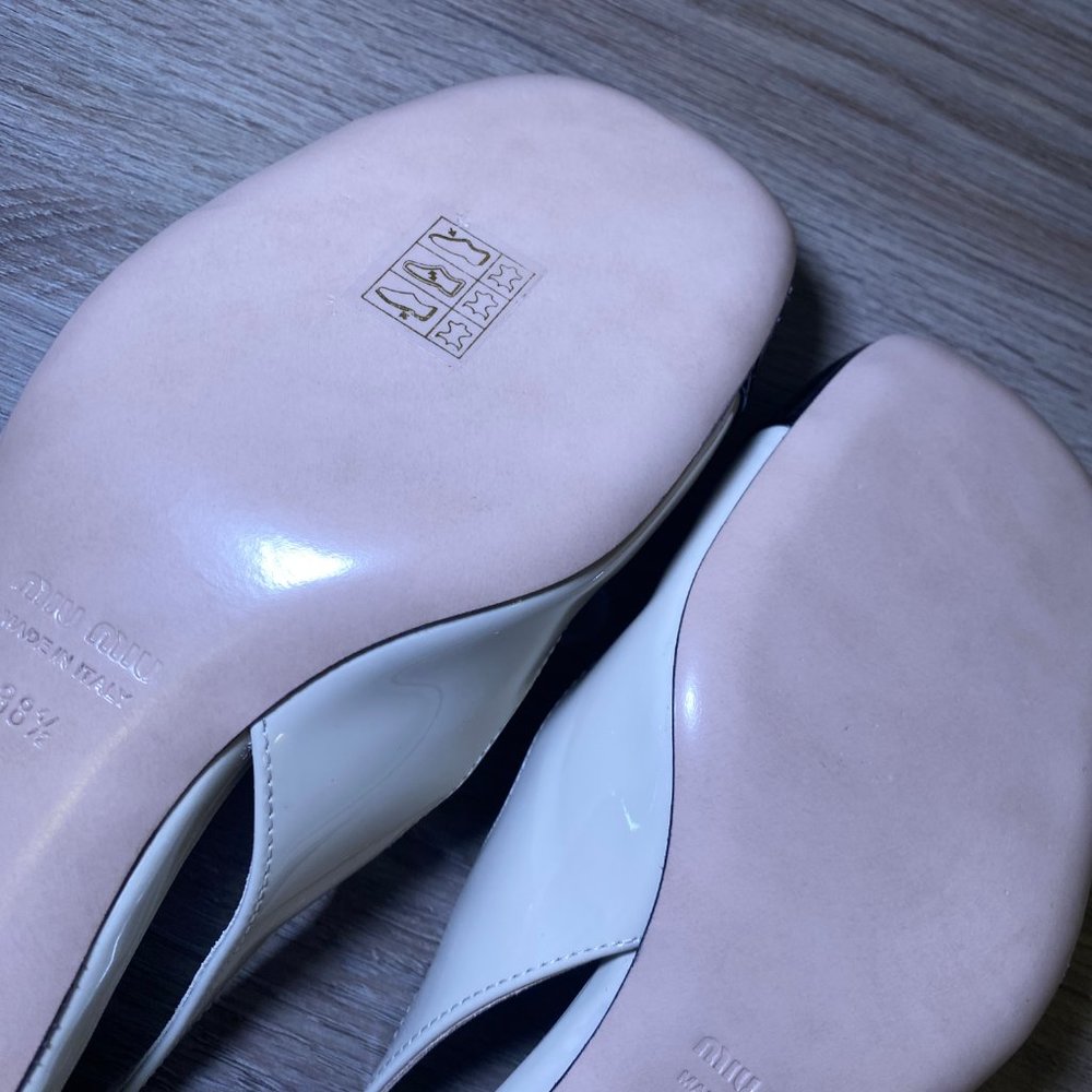 New Authentic Miu Miu Two-Toned Slingback Mary Jane Pumps 38.5/8.5 BALLERINAS DO - Picture 6 of 10